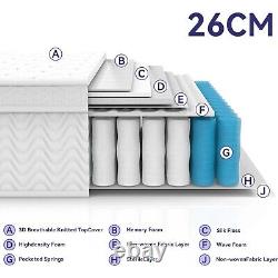 10.2 9-Zone Pocket Sprung Memory Foam Mattress, 3D Fabric, 135x190cm