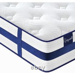 10.2 Blue Velvet Pocket Sprung Mattress with Memory Foam, Enhanced Edge Support