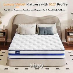 10.2 Blue Velvet Pocket Sprung Mattress with Memory Foam, Enhanced Edge Support