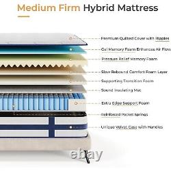 10.2 Blue Velvet Pocket Sprung Mattress with Memory Foam, Enhanced Edge Support
