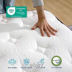 10.2 Blue Velvet Pocket Sprung Mattress with Memory Foam, Enhanced Edge Support