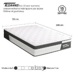 10 3FT Single Memory Foam Mattress Pocket Spring Bed Pressure Relief Mattress