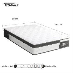 10'' 4FT Luxury Medium Firm Memory Foam Bed Pocket Sprung Mattress Orthopaedic