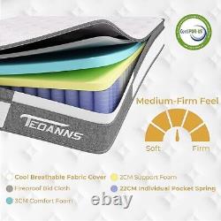 10'' 4FT Luxury Medium Firm Memory Foam Bed Pocket Sprung Mattress Orthopaedic
