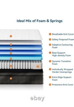 10.6 inch, Memory Foam Pocket Sprung Mattress 3FT, Firm Hybrid Mattress Single