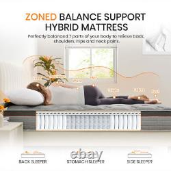 10 Inch Deep Double Bed Mattress with 9-Zone Pocket Springs & Memory Foam Topper