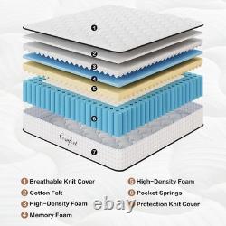 10 Inch King Mattress with Memory Foam, 7 Zone Pocket Sprungs