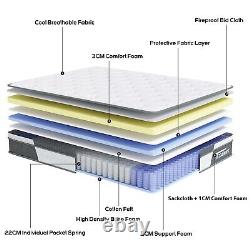 10 Single Gel Infused Memory Foam Hybrid Mattress Pocket Coils Bed in a Box