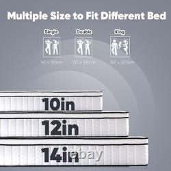 10 inch Double Mattress 4FT6 Memory Foam Pocket Sprung Orthopedic 135x190x25cm