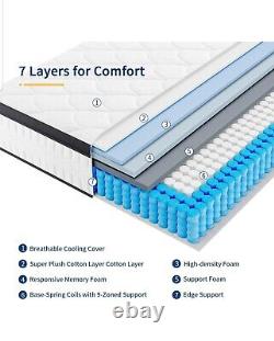 12 Inch Single Mattress 3ft Back Pain Relief, Hybrid Pocket Sprung Memory Foam