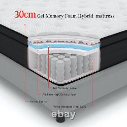 12inch 30cm Gel Memory Foam Hybrid Mattress Orthopedic Pocket Sprung Single 3FT