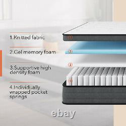 20cm Plush Gel Memory Foam Hybrid Mattress Pocket Sprung Orthopedic Double 4ft6