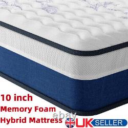 25CM Breathable Memory Foam Mattress Pocket Sprung Hybrid Single Double UK