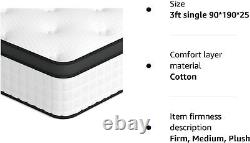 25CM Pocket Sprung Mattress & Anti-mite Fabric and Wave Memory Foam Duoble King