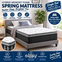 25cm Hybrid Memory Foam Pocket Sprung Mattress Single 90x190cm MediumFirmSupport
