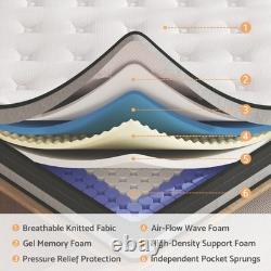 26/28/30/31/34CM Hybrid Memory Foam Pocket Sprung Double/King Boxed Mattress