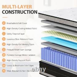 26/28/30/31/34CM Hybrid Memory Foam Pocket Sprung Double/King Boxed Mattress