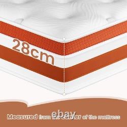 28CM Single POCKET SPRUNG MATTRESS ORTHOPEDIC MEMORY FOAM MATTRESS