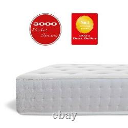 3000 Pocket Sprung Memory Foam Mattress, Deep Tufted 3ft Single 4ft6 Double 5ft