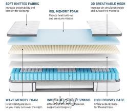 3FT 10 Medium Firm Gel Memory Foam Pocket Spring Hybrid Mattress 90x190x25cm 8A