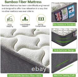 3FT Single Bamboo Fibre Mattress Pocket Sprung Memory Foam Hybrid 90x190x22cm