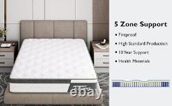 3FT Single Gel Memory Foam Pocket Spring Mattress Pressure Relief Euro Top Bed