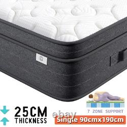 3FT Single Hybrid Mattress 10inch Memory Foam Pocket Sprung Medium Firm 90x190cm 3FT Single Hybrid Mattress 10inch Memory Foam Pocket Sprung Medium Firm 90x190cm