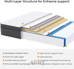 3FT Single Hybrid Mattress 10inch Memory Foam Pocket Sprung Medium Firm 90x190cm