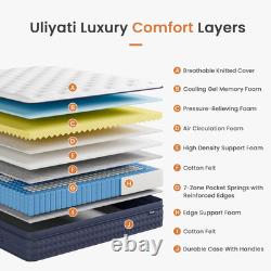 3FT Single Mattress, 10 Inch Gel Memory Foam Hybrid, 7-Zone Orthopaedic Pocket S