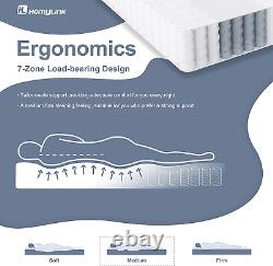 3FT Single Mattress, 9.3 Inch Memory Foam Pocket Sprung Mattress in a Box, 9 Zon