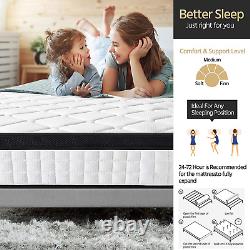 3Ft Single Mattress 10.6 Inch Pocket Sprung Mattress with Memory Foam and Quilte