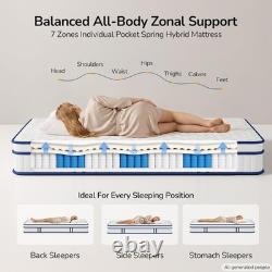3Ft Single Mattress 21cm Medium-Soft Hybrid Mattress, Memory Foam & Pocket