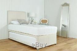 3ft Single Guest Visitor Bed 3 In 1 With Mattress Headboard Pullout Trundle Set