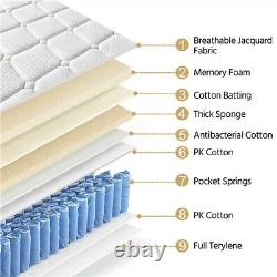 3ft Single Mattress Memory Foam Pocket Sprung Mattress Medium Firm 27cm Kids