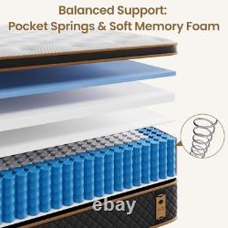 3ft Single Memory Foam & Pocket Spring Hybrid Mattress 90x190x31cm Medium Firm
