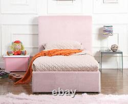 3ft Single Rome Side Lift Ottoman Bed Frame In Pink With Memory Foam Mattress