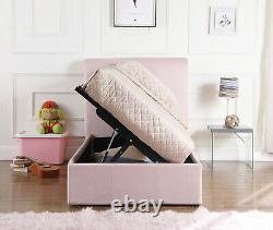 3ft Single Rome Side Lift Ottoman Bed Frame In Pink With Memory Foam Mattress