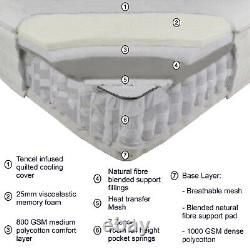 4600 Hybrid Medium Memory Foam Pocket Sprung Mattress Single Double king