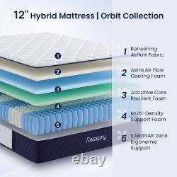 4FT6, 12inch Double Hybrid Mattresses Memory Foam & Pocket Spring Reinforced Edg