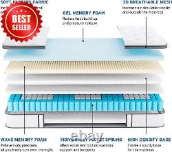 4FT6 Double Mattress, 10 Gel Memory Foam, Pocket Spring Hybrid, Medium Firm