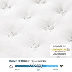 4FT6 Double Mattress 10 Inch Gel Memory Foam Pocket Spring Hybrid, Medium Fir