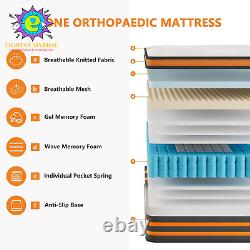 4FT6 Double Mattress, 10 Inch Gel Memory Foam Pocket Sprung Mattress with Breatha
