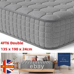 4FT6 Double Mattress 9.4 Inch Deep Pocket Sprung Breathable Memory Foam Spring
