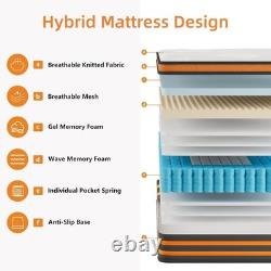4FT6 Double Mattress 9-Zone Gel Memory Foam 10 Inch Pocket Sprung 135x190x25 cm