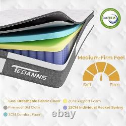 4FT 10 Inch Mid Firm Mattress Hybrid Cool Memory Foam Pocket Sprung Bed In a Box