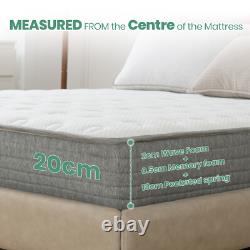 4FT Pocket Sprung Memory Foam Hybrid Mattress 7 Zone Orthopedic Small Double 8'