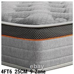 4.6ft Double Pocket Spring Mattress 9Zone Memory Foam Deep Hybrid Mattress 25cm