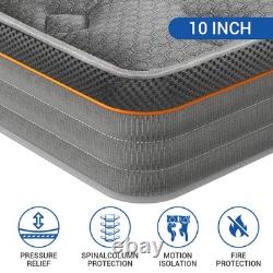 4.6ft Double Pocket Spring Mattress 9Zone Memory Foam Deep Hybrid Mattress 25cm