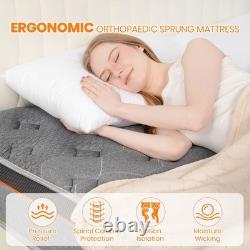 4.6ft Double Pocket Spring Mattress 9Zone Memory Foam Deep Hybrid Mattress 25cm