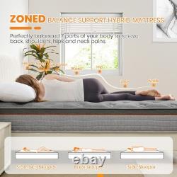 4.6ft Double Pocket Spring Mattress 9Zone Memory Foam Deep Hybrid Mattress 25cm